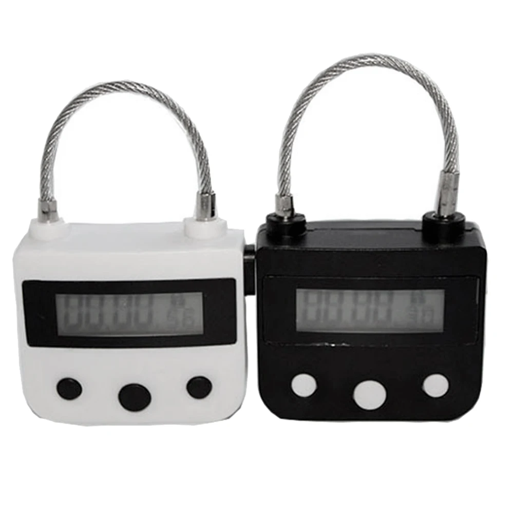KYCOR-Metal Timer Lock USB LCD Display Metal Electronic Rechargeable Multi-Function Timer Padlock Black
