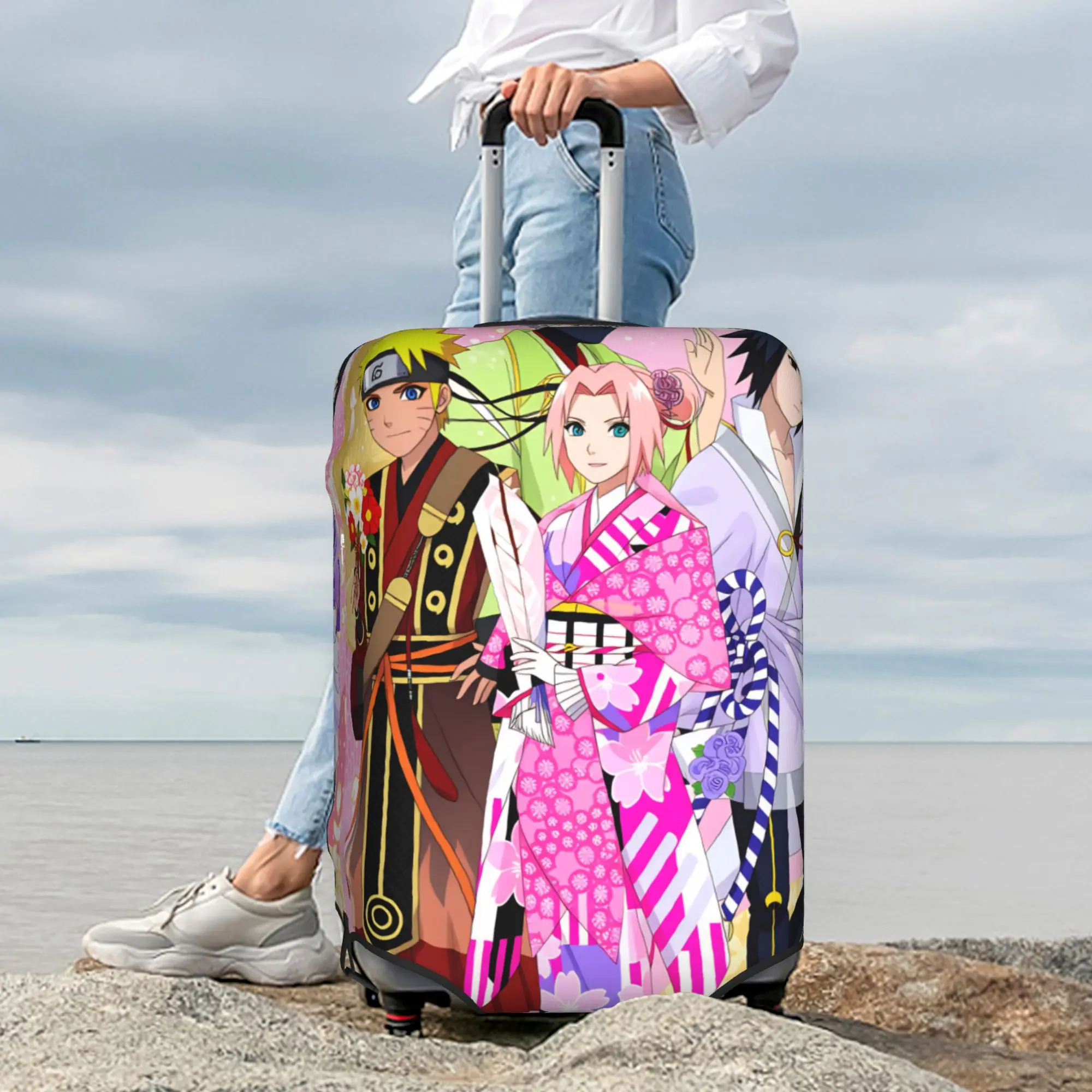 Naruto Uzumaki Naruto Haruno Sakura  Luggage Cover Elastic Hatake Kakashi Travel Suitcase Protective Covers Fits 18-32 Inch