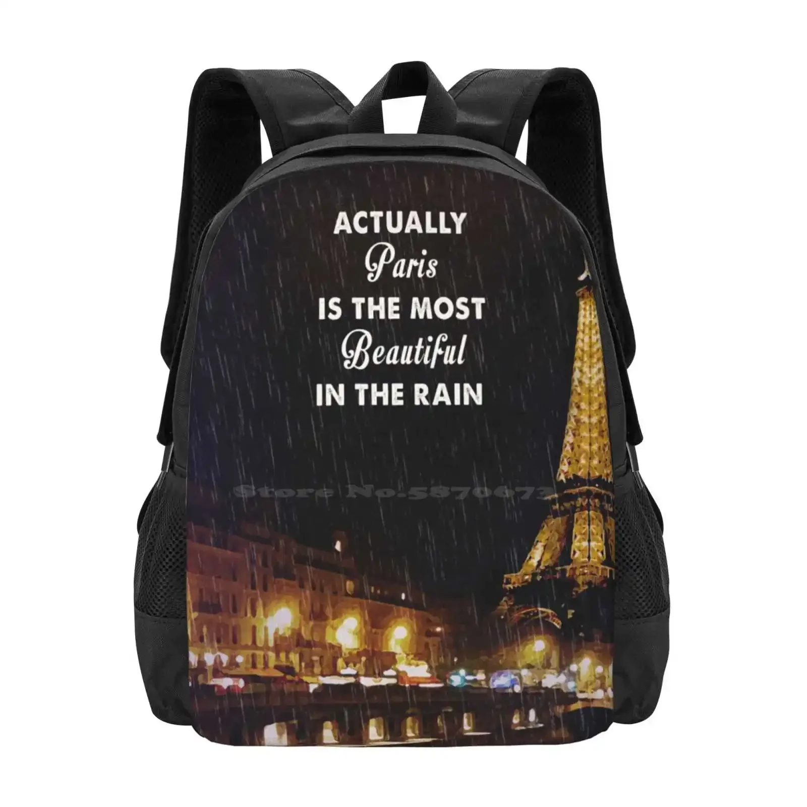 

Midnight In Paris Hot Sale Schoolbag Backpack Fashion Bags Movies Cinema Cinephile Love Romantic Paris France Movie Quote Woody