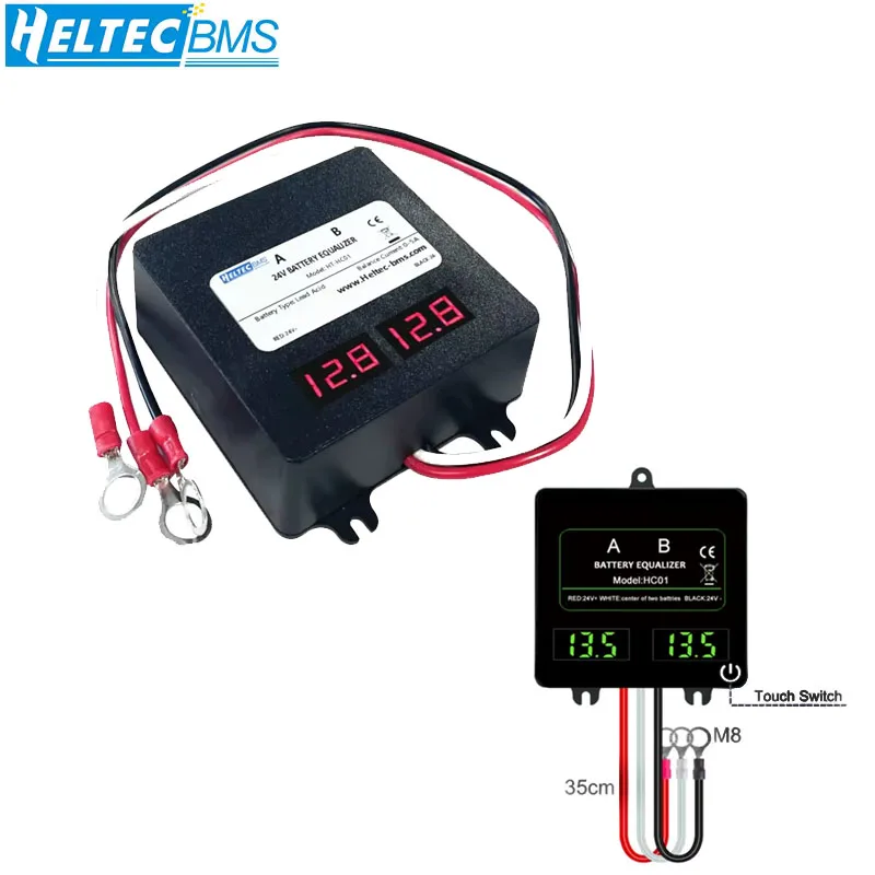 Heltec 12V HC01 LCD/LED battery balancer with switch battery voltage balance lead-acid battery parallel series connection