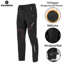 ROCKBROS Men Winter Bike Cycling Pants Fleece Thermal Waterproof Outdoor Sport Pants Bicycle Clothings Tights Pants Equipment