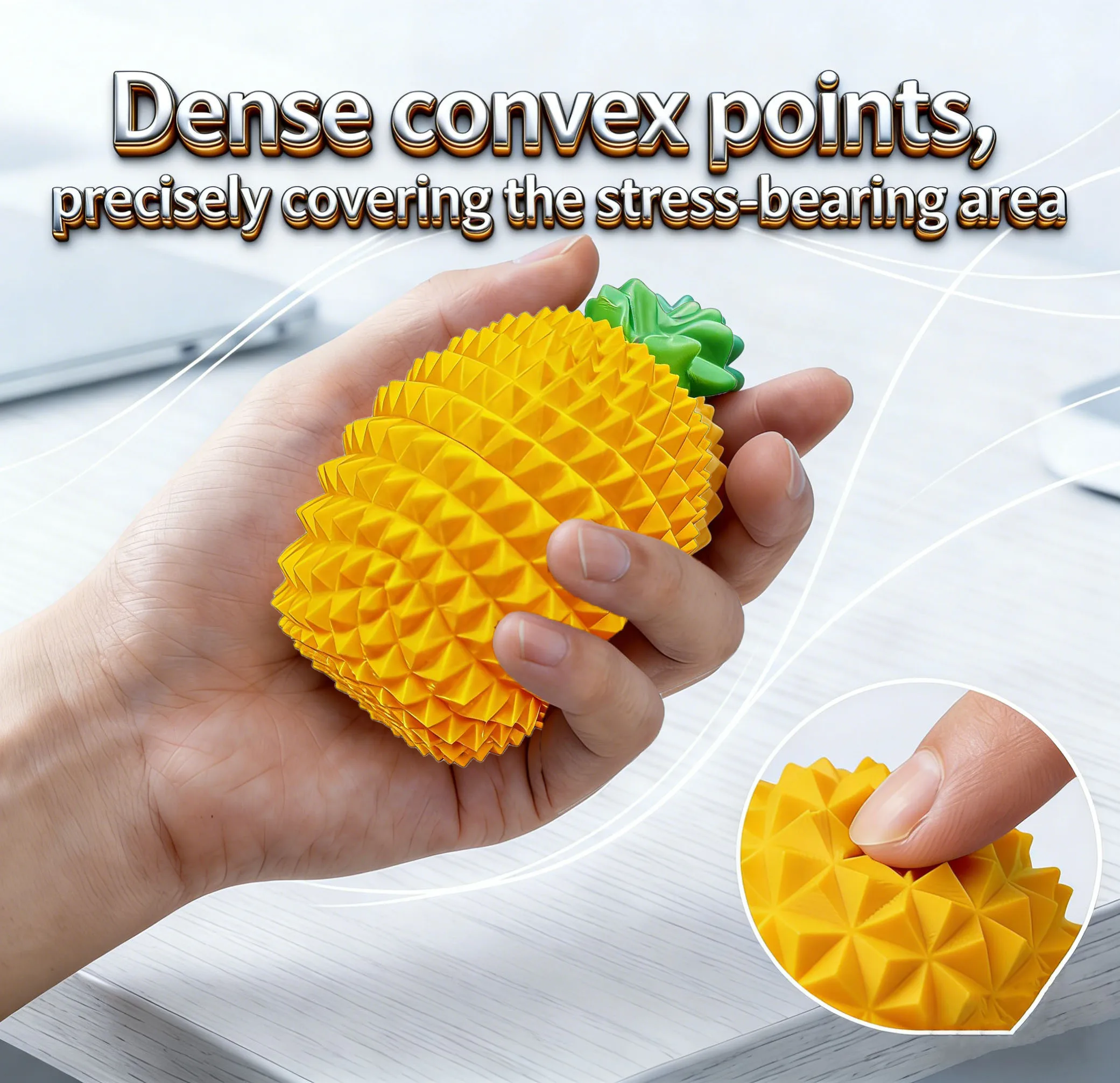 

Массажный мяч в форме ананаса, милый массажный мяч для ног, мяч-ёжик для расслабления мышц, средство для снятия стресса для офиса и дома, 1 шт.