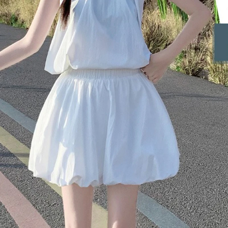 Women's White Bloom Hem A Line Slim Skirt Summer Lightweight No Slip Maxi Safety Short Pants Layering Underwear