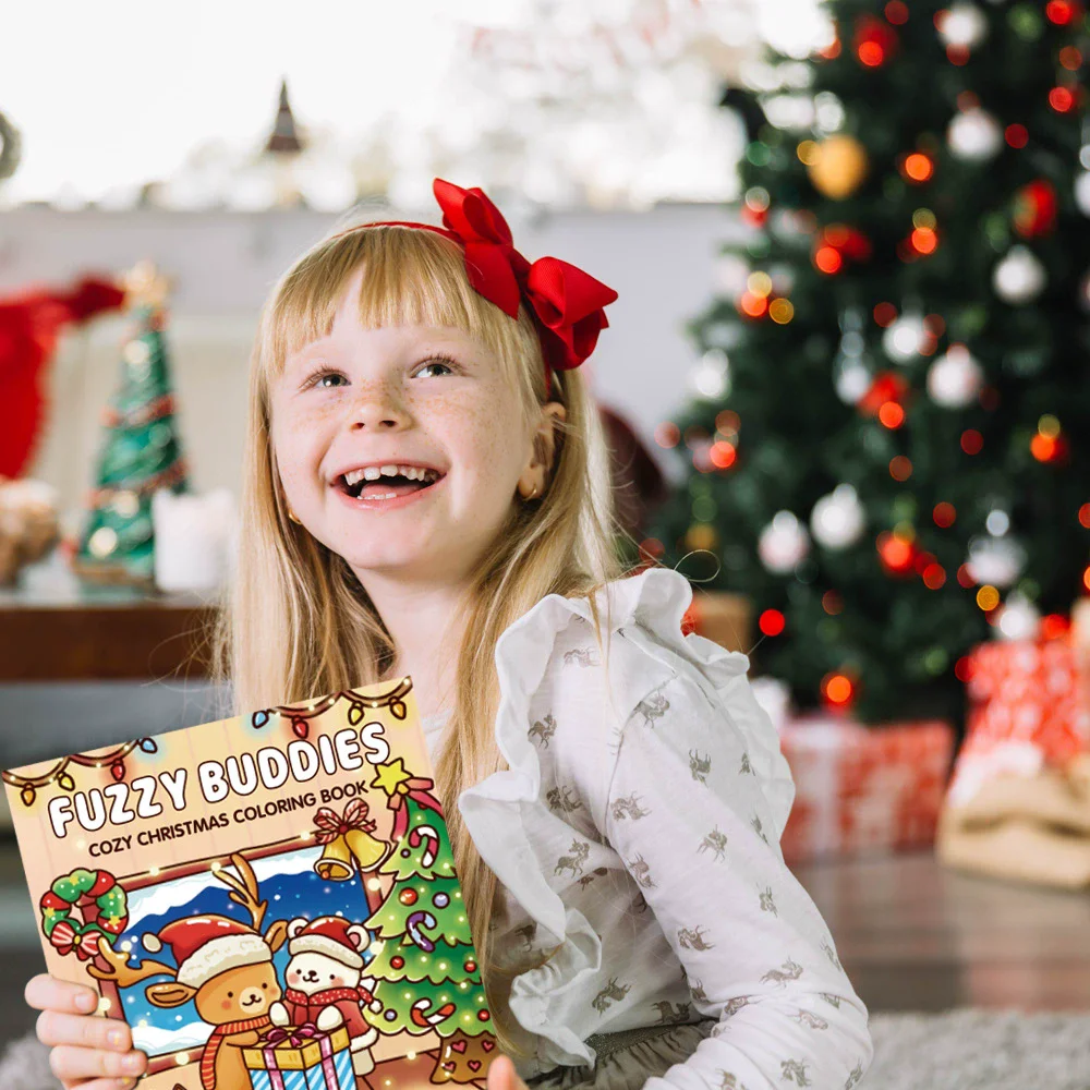 Fuzzy Buddies Cozy Christmas Coloring Book - Adorable Animal Characters And Cute Objects For Stress Relief