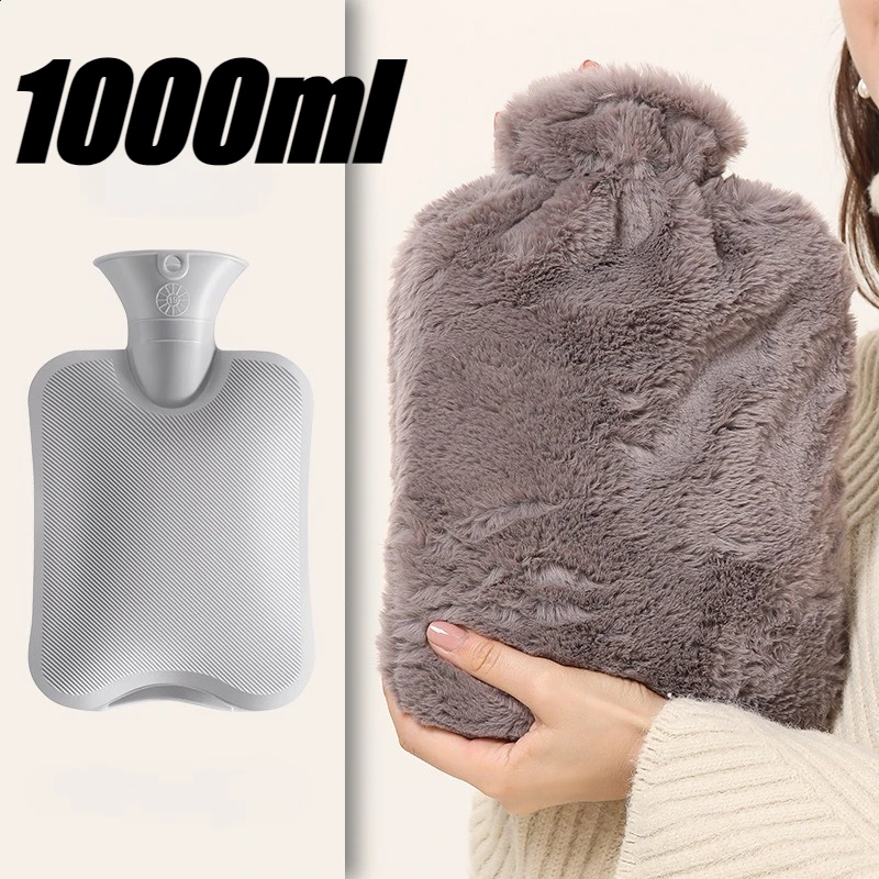 1000ML Winter Plush Hand Warmer Hot Water Bag Big Pink Soft Reusable Heat Bottle Keep Warm for Kids Adults Hot Pack Hand Warmer