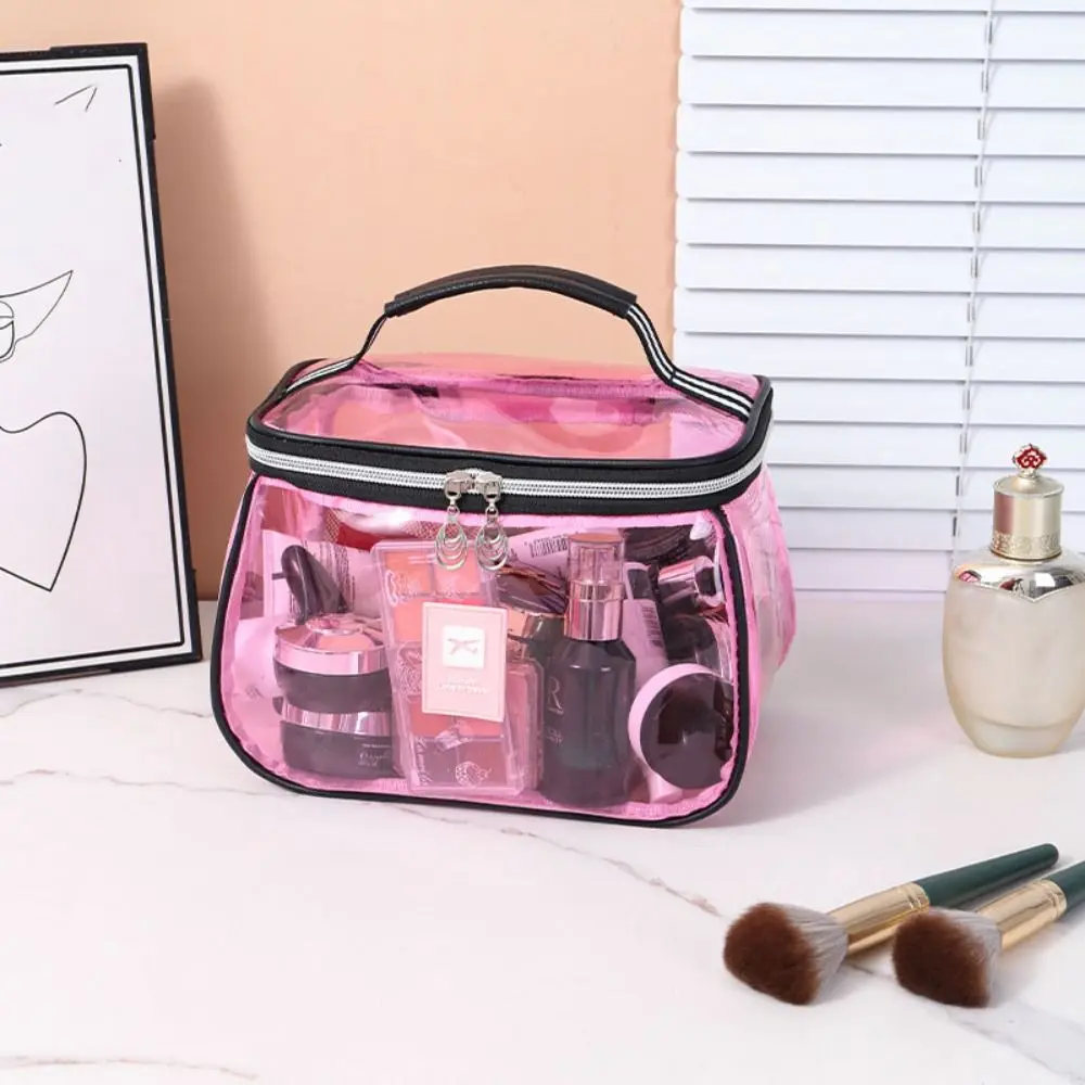 Borsa per cosmetici in PVC trasparente Borsa per trucco trasparente portatile in PVC Borsa per cosmetici impermeabile di grande capacità Shopping