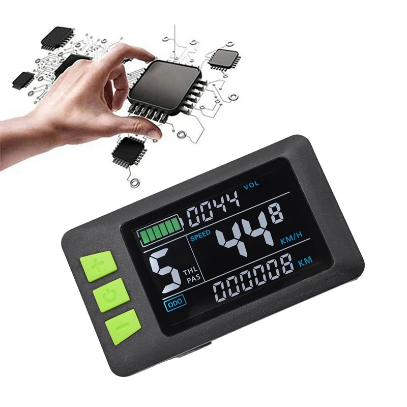 LCD Display Dashboard Meter para bicicleta elétrica, tela colorida, scooter elétrico, 24V-60V, P3C