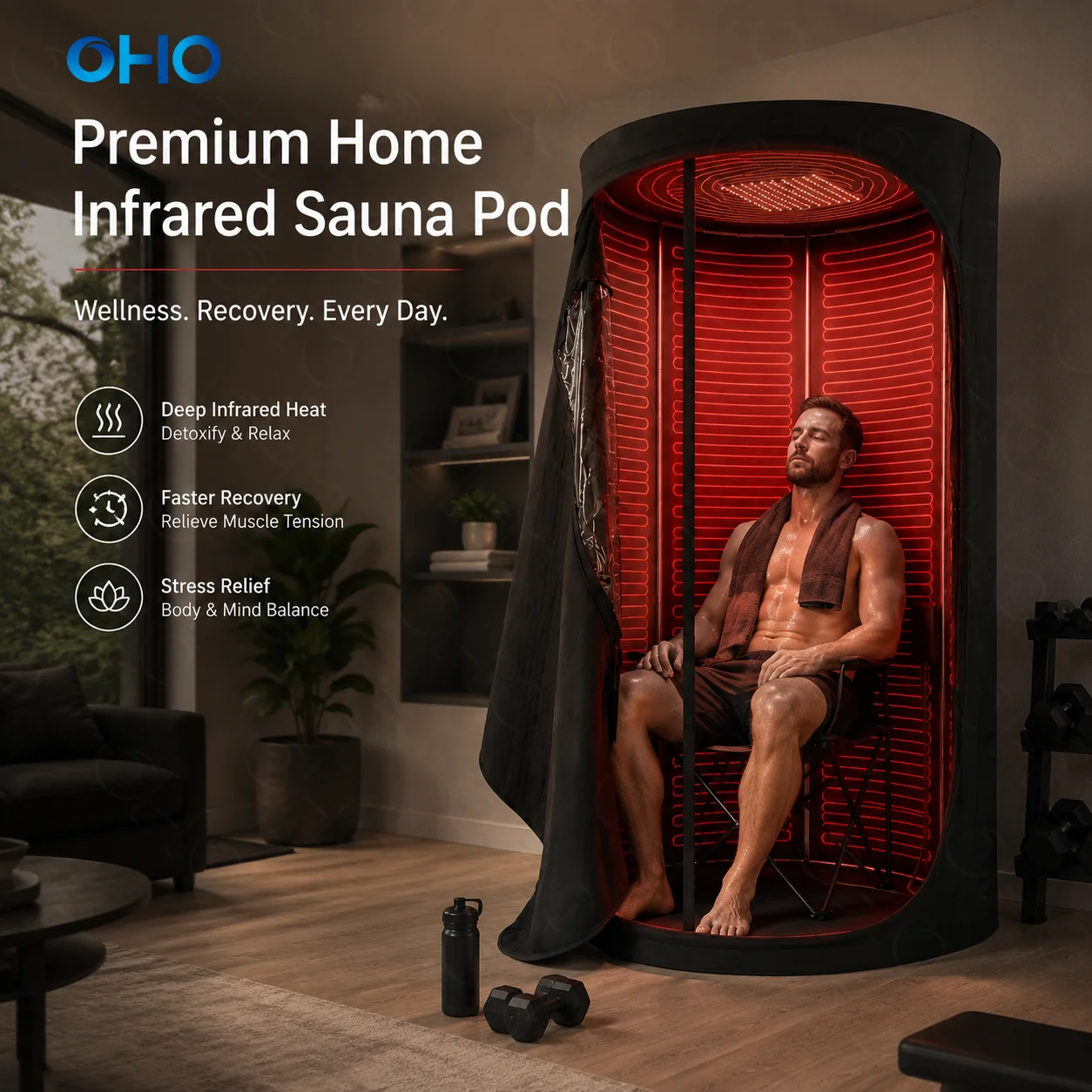 Portable Indoor Electric Dry‑Heat Far Infrared Sauna Tent, Lightweight Eco‑Friendly with Smart Controller for Home Spa