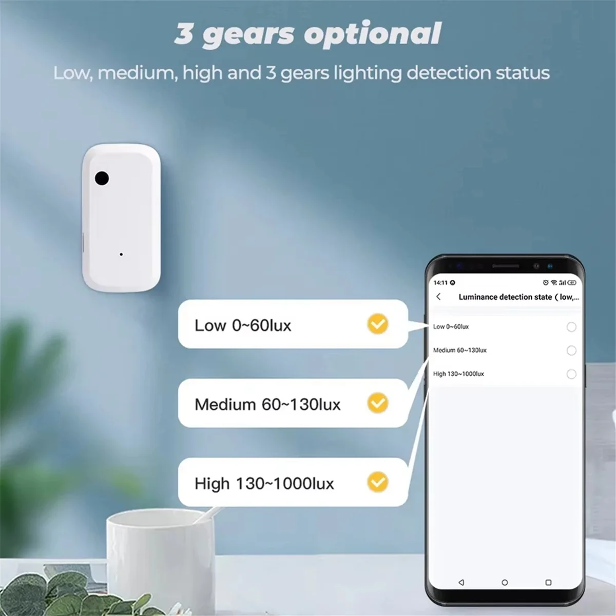SMIEA Tuya-Sensor de luz WiFi, Sensor de iluminación inteligente para el hogar, Control de enlace por aplicación, Detector de brillo, automatización de iluminación