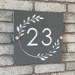 Personalized 3D Hollow Acrylic Outdoor House Number Plate - Customizable Address Sign for Home Wall Room Gray Silver Plaque Name