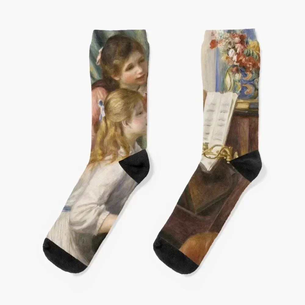 Pierre-Auguste Renoir - Young Girls at the Piano Socks men cotton high quality set Socks Girl Men's