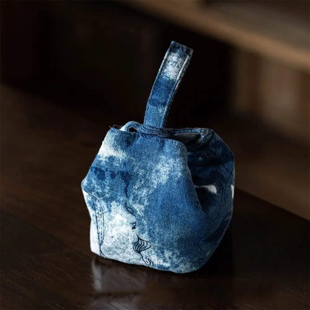 

Chinese Style Ink Rendering Handbag Handbag Solid Color Tea Tools Storage Bag Cotton Cheongsam Accessories