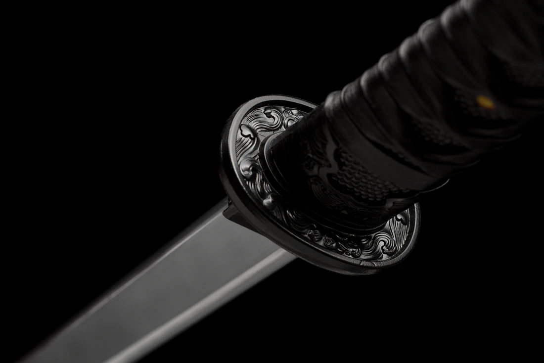 Functional Handmade Chinese KungFu Real Sword High Carbon Steel Blade Tang Dynasty Saber Black Dragon WuShu Battle Jian view 4