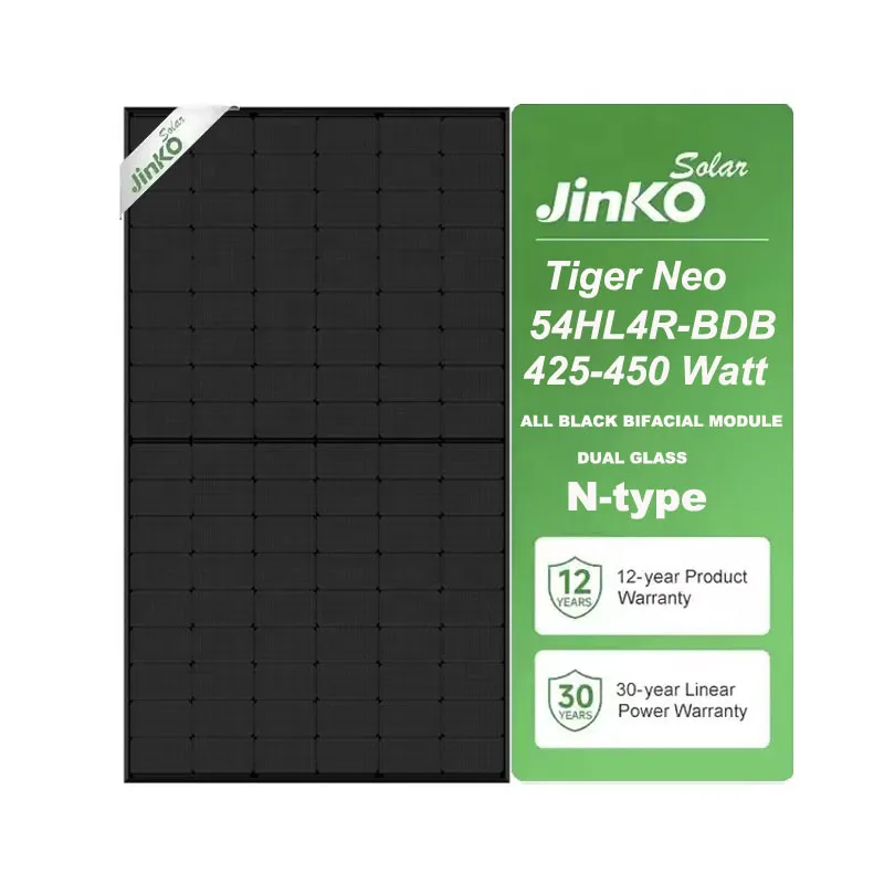 Jinko Solar Panel Tiger Neo 425W 435W 440W 445W 450W N-Type 108 Half Cell All Black Bificial Module with Dual Glass 54HL4R-BDB