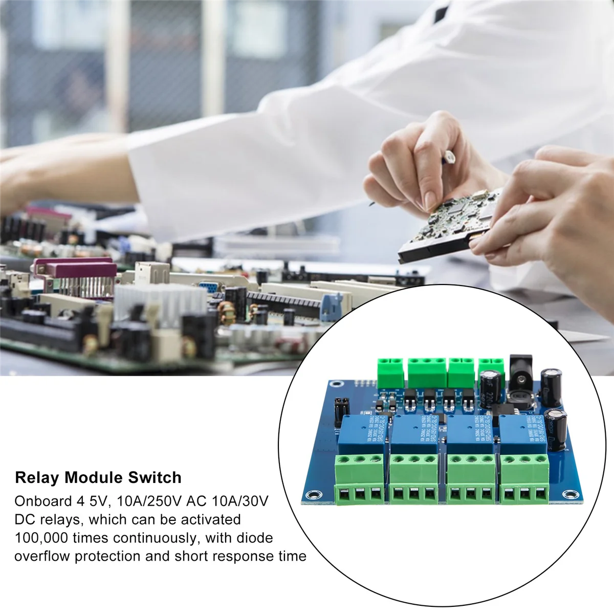 Modbus RTU 4 ウェイ リレー モジュール 7-24V リレー モジュール スイッチ RS485/TTL 入力および出力、逆方向保護付き G