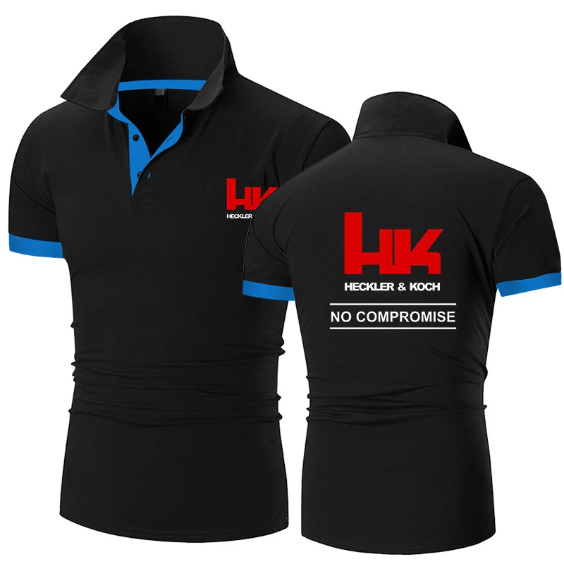 Hk Heckler Koch No Compromise 2025 Men's New Short Sleeves Comfortable Hot Seller High Quality Breathable Solid Color Polo Shirt