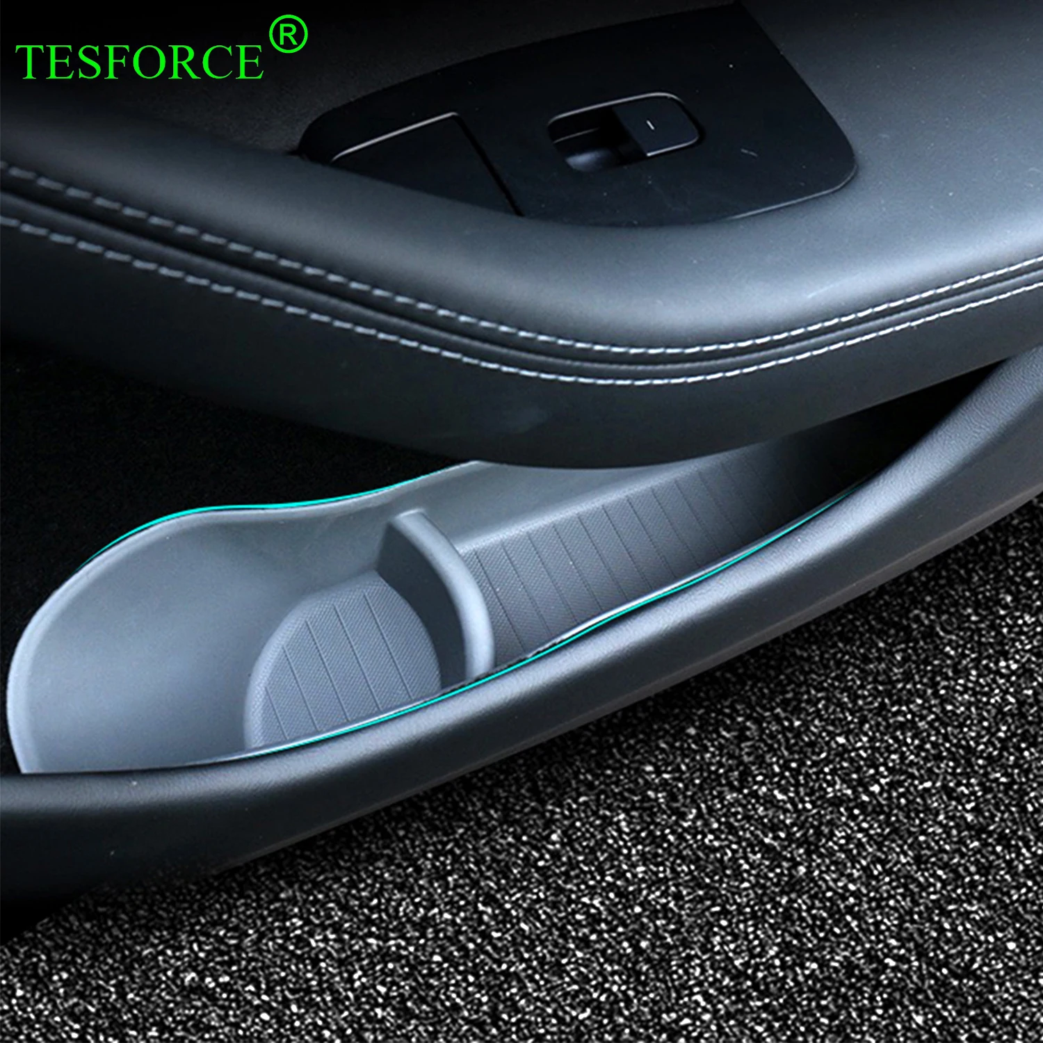 For Tesla Model 3 Highland 2024 Door Slot Storage Box Front Rear Door Organizer Waterproof TPE Mat Flocking Dirt-resistant Cover