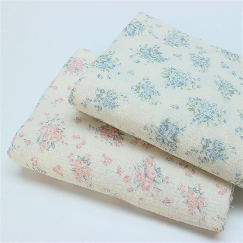 135x50 سنتيمتر مزدوجة الشاش الأزهار الطفل نسيج كريب القطن ، لبيجامة الاطفال الملابس المواد الخياطة القماش