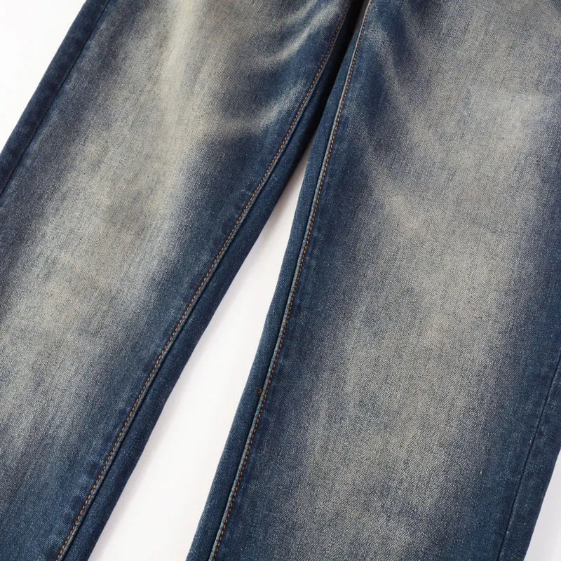 Latest designer fashion new men's jeans stretch slim fit retro blue jeans high street hip-hop brand high-quality pants hombre