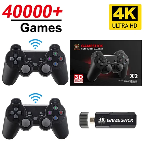 Imagen 1 del producto GD10 Game Stick 4K HD 128G 40000 juegos Retro consola de videojuegos reproductor de juegos con controladores inalámbricos para PSP PS1 GBA regalo para niños