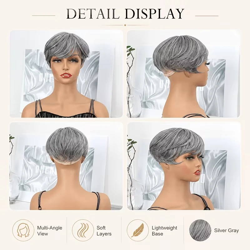 Synthetic Short Hair Topper Lightweight Fiber Hair Extension for Increase Volume Cover White Hair Effortless Daily Use Styling view 4