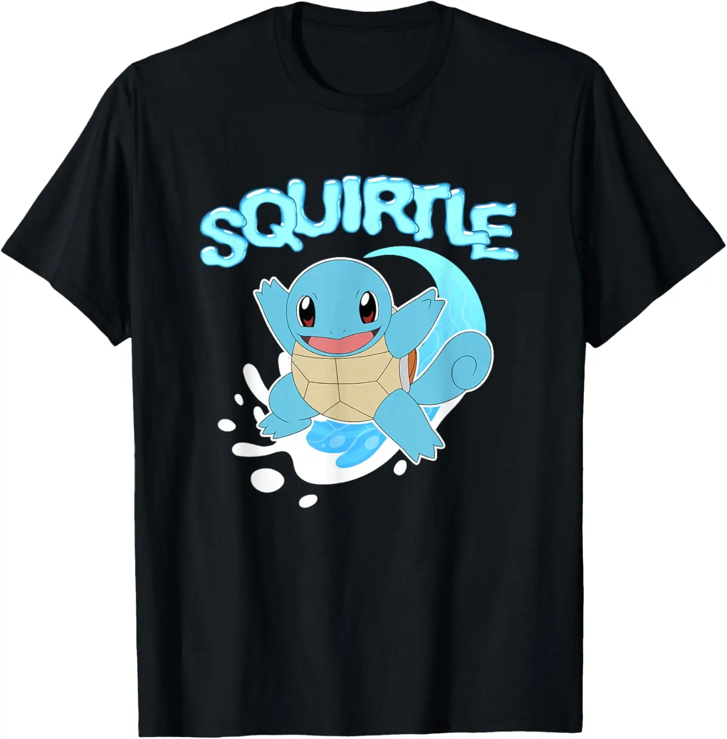 Pokémon Squirtle Riding A Wave Cute Shot T-Shirt S-6XL