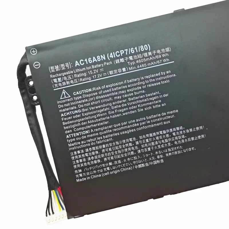 AC16A8N Laptop Battery for Acer Aspire V17 V15 Nitro VN7-593G VN7-793G VN7-793G-73YP 78E3 VN7-793 717L 4ICP7/61/80 15.2V 4605mAh