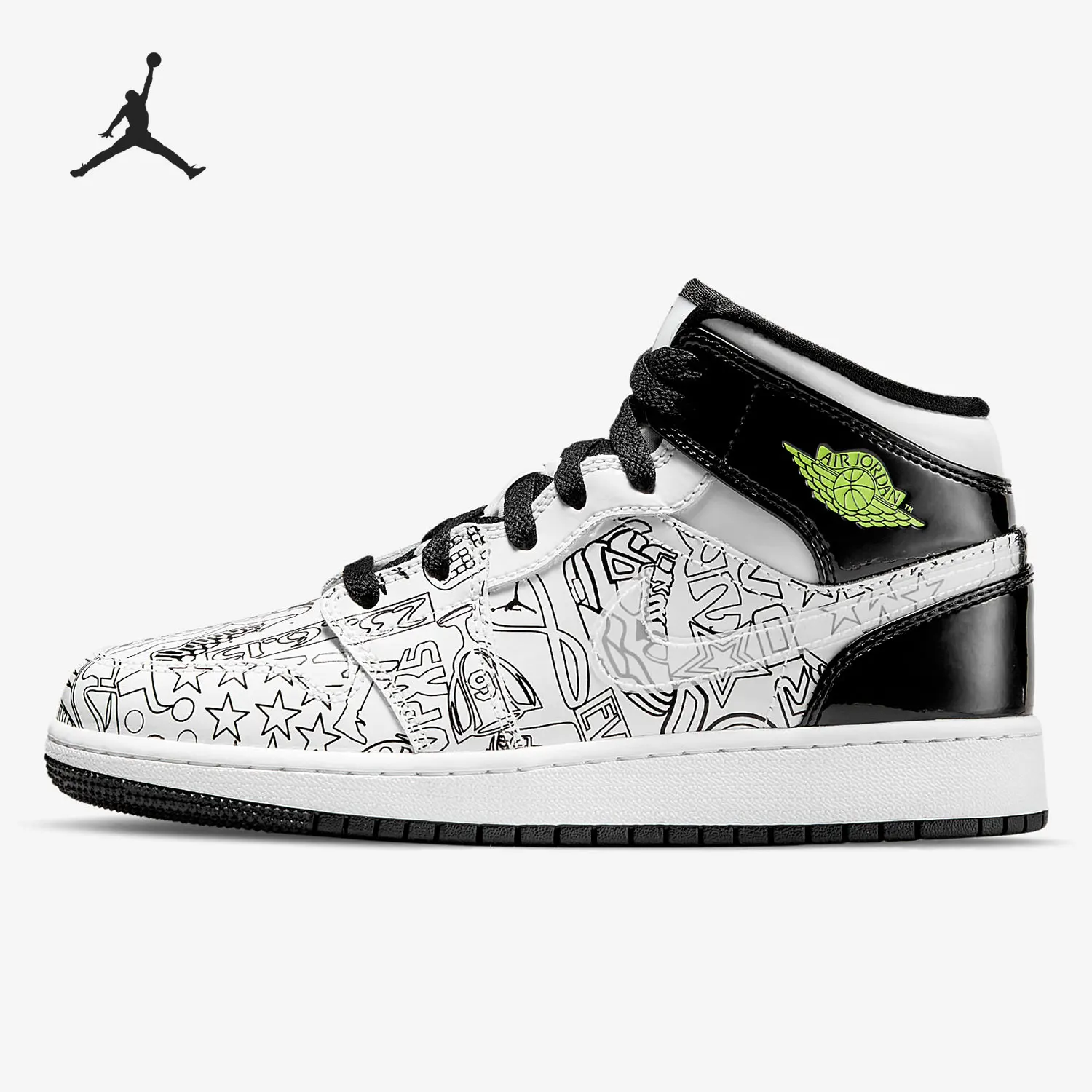 Tênis de basquete Nike Authentic Air Jordan1 Mid AJ1 High-Top GS DC4099-100