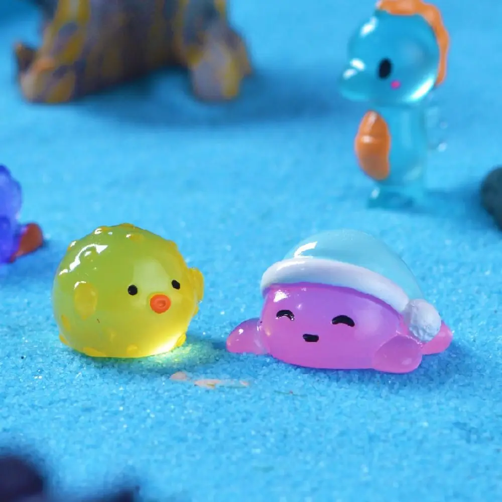 Creative Resin Craft Luminous Sea Animal Ornaments Mini Cartoon Sea Animal Model Animal Series 3D Mini Animal Ornaments Garden