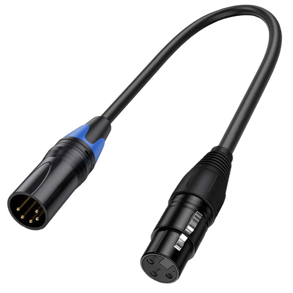 XLR ذكر 3 دبوس إلى XLR أنثى 5 دبوس DMX 512 كابل إضاءة المسرح DMX المدورة ، كابل محول XLR3M إلى XLR5F