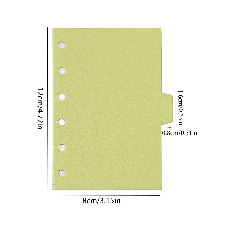 5 قطع من صفحات فاصل الفهرس، مجلد حلقي ذو 6 فتحات، صفحات فاصل دفتر الملاحظات A7، صفحات الفهرس، ملصقات التصنيف، مخطط المذكرات