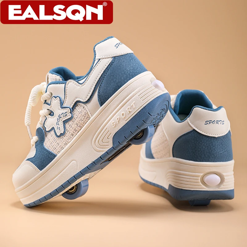 Two Wheel Roller Skates for Kids Ultra-Light Detachable Walking Shoes Outdoor Sports Sneakers Gift for Boys Girls