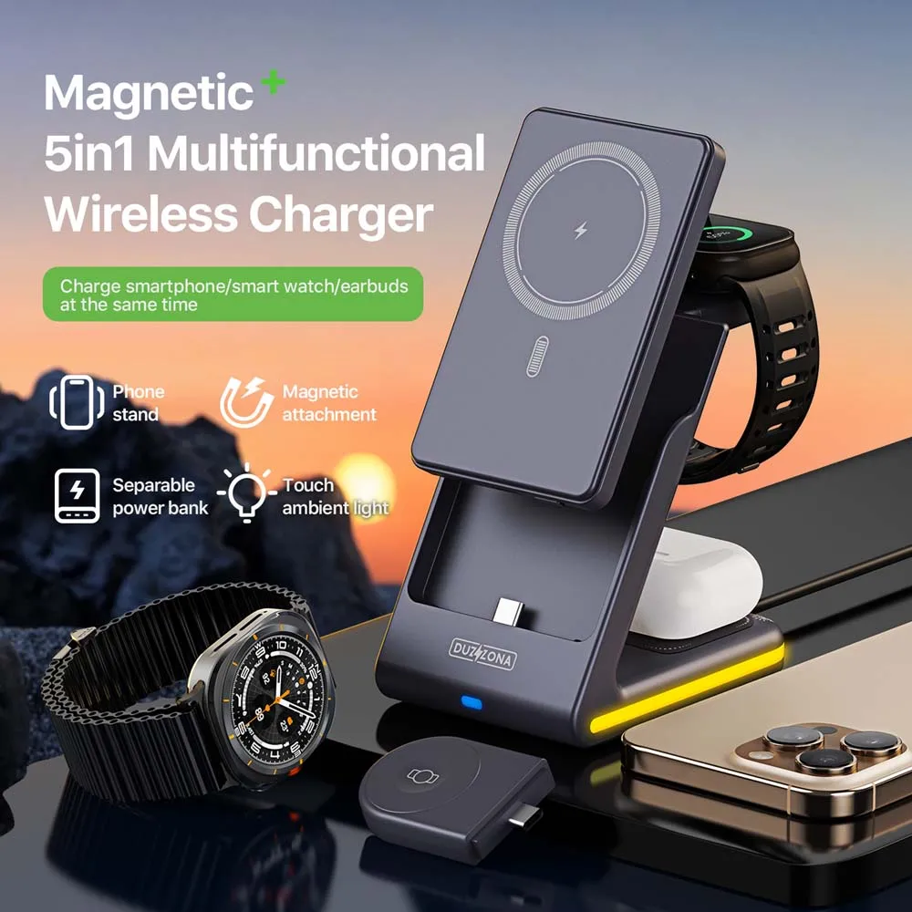 for Magsafe Magnetic Charger Stand for Apple Watch iPhone 12 13 14 15 16 AirPods Android Phone Earbud Wireless Charge Power Bank
