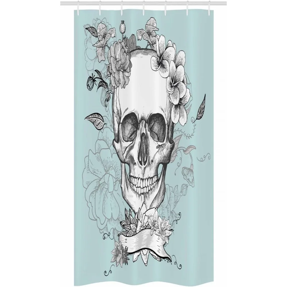 ستارة دش يوم الجمجمة والزهور الموتى، طراز الفن المكسيكي التقليدي، طباعة الجرونج، ملحقات الحمام القماشية