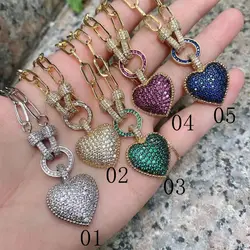 Classic Heart Crystal Zircon Pendant Necklace For Women Gold Silver Color Chunky Chain Necklace Trend Jewelry
