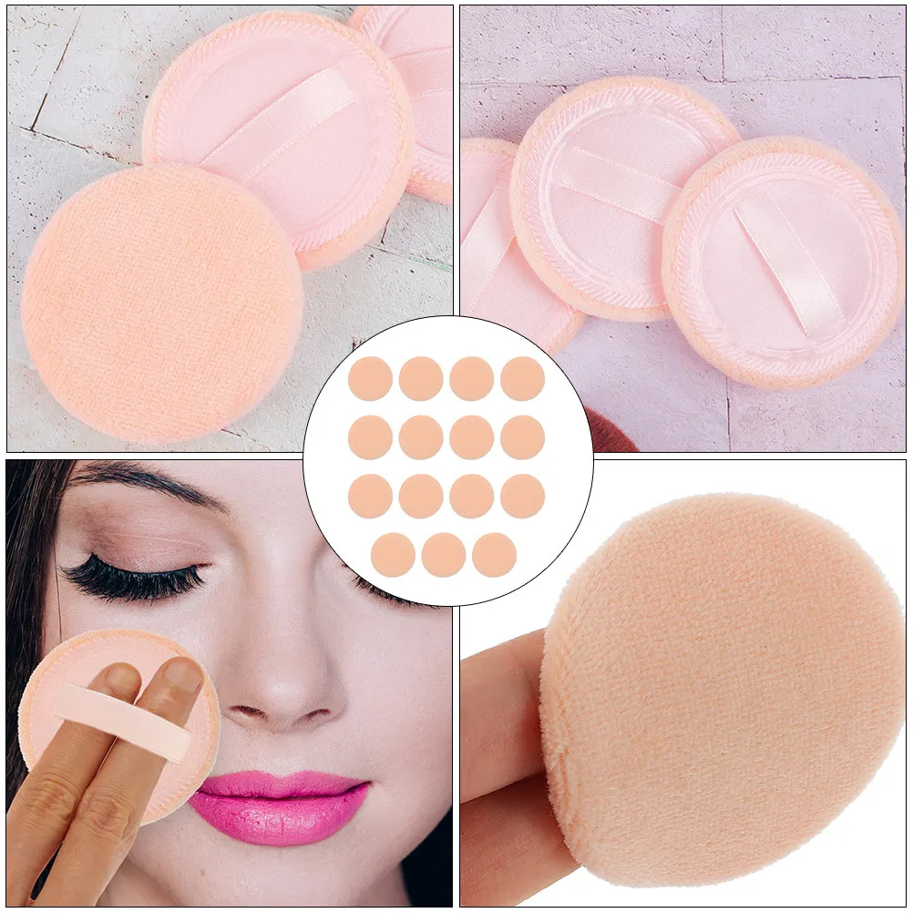 15Pcs Rounded Makeup Puff Soft Elastic Cotton Blend Face Cosmetics Puff Ideal for Sensitive Skin Blending Setting Powder