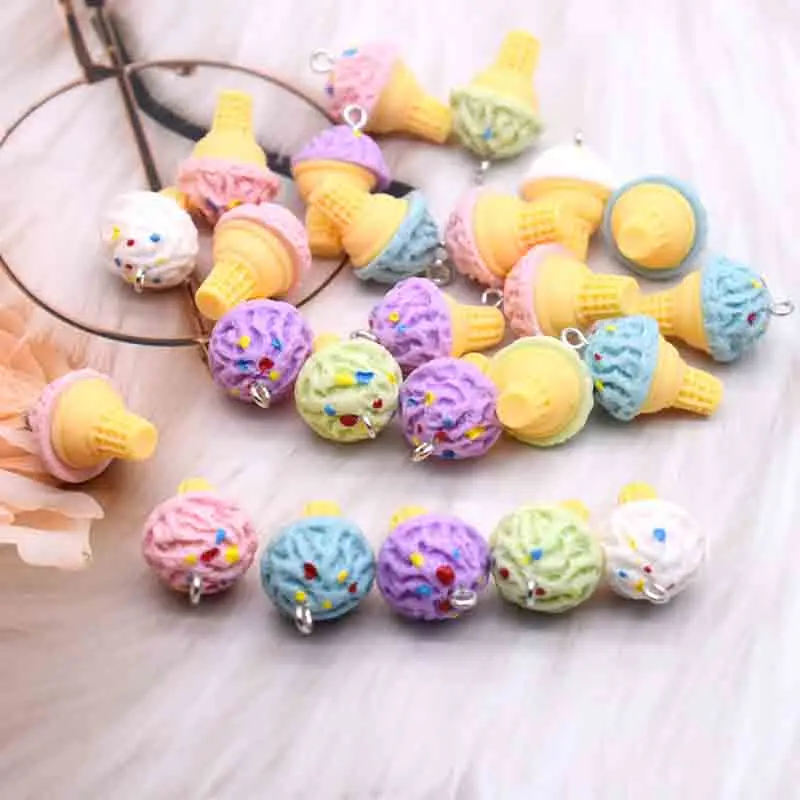 Earring For Women Resin Handmade 16*25mm 3D Food And Play Colorful Ice Cream Cup Cone Charms Drop Earrings Funny Gift