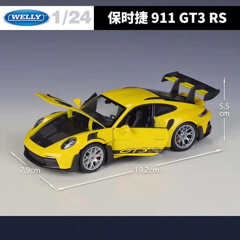 WELLY 1:24 Porsche 911 GT3 RS 992 Supercar modello di auto in lega diecast e veicoli giocattolo raccogliere auto giocattolo ragazzo regali di