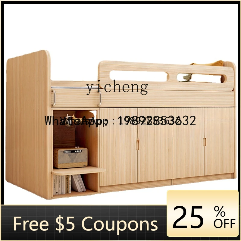 LYY  Solid Wood Home Bedroom Children's Bed Half-Height Bed Desk Integrated Multifunctional Storage Bed