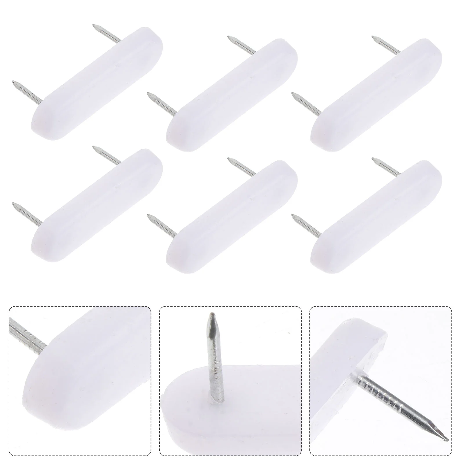 

100Pcs Plastic Head Double Nails Furniture Chair Leg Double Nails Chair Feet Pad Furniture Feet Double Nails