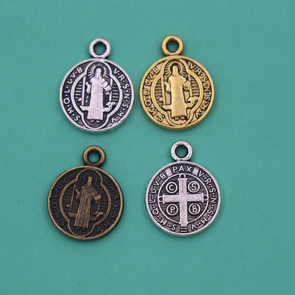 39pcs Saint St Benedict Nursia Patron Medal Cross Charms Pendants L1650 13x10mm 3colors