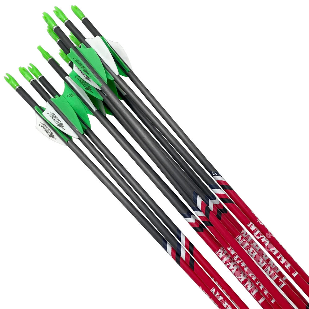 12pçs linkboy tiro com arco id4.2mm coluna 500 600 700 800 900 setas retidão +/-0.001 pontas de seta arco caça