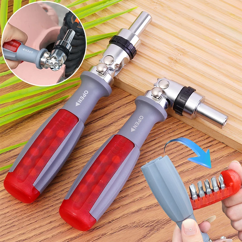 11 in 1 Ratchet Screwdriver Set Telescopic Screwdriver Two-way ABS Handle Adjustment Forward Reverse Multifunctional Bits Driver