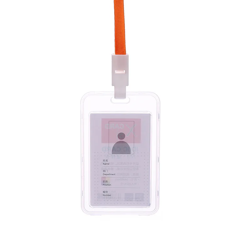 10Pcs Card Cover ID Card Holder With Silicone Rope Professionals Employee Access Control Card Holder ID Badge Lanyard Holder