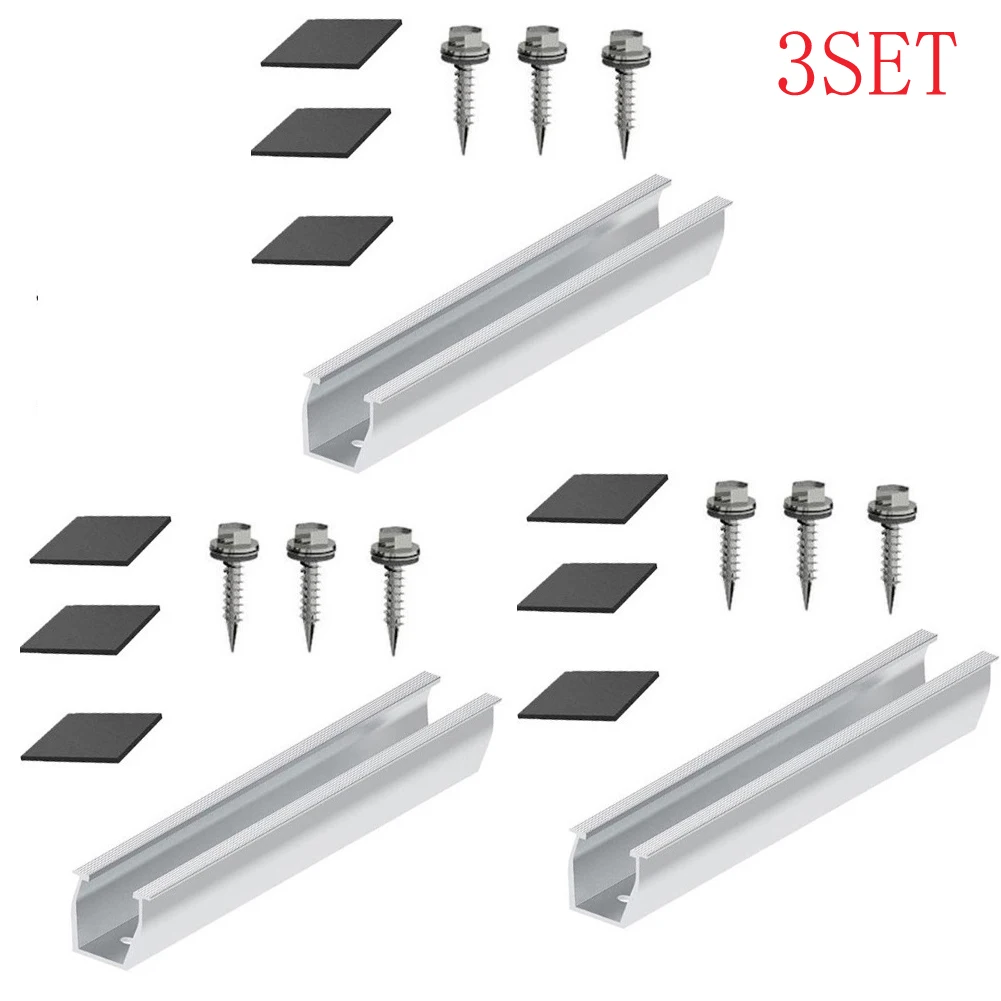 

3sets 20CM Solar Panel Module Aluminum Bracket Rail Bracket Trapezoidal Sheet Flat Roof PV Mounting Rail Support