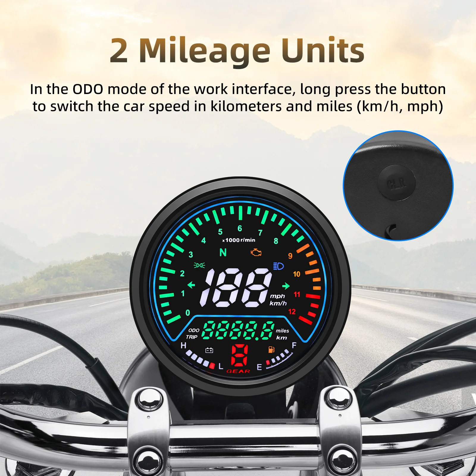 Universal Motorcycle Speedometer Digital Moto Dashboard Cafe Racer panel Tachometer Motocross Hour Counter For kawasaki z800