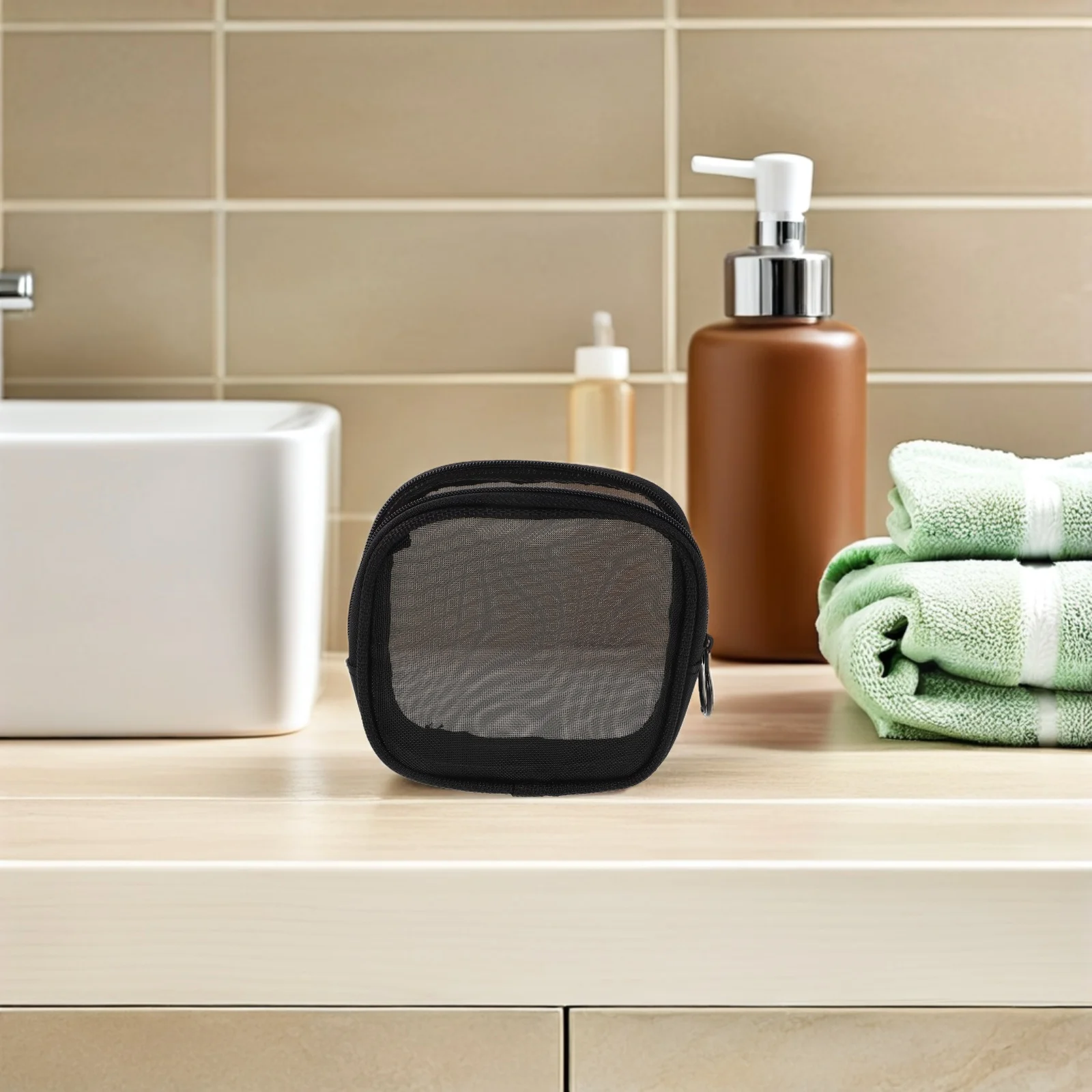 

Premium Mesh Wash Bag Foldable Travel Toiletry Organizer Compact Storage Pouch Lightweight Zipper Makeup Bag for Trips