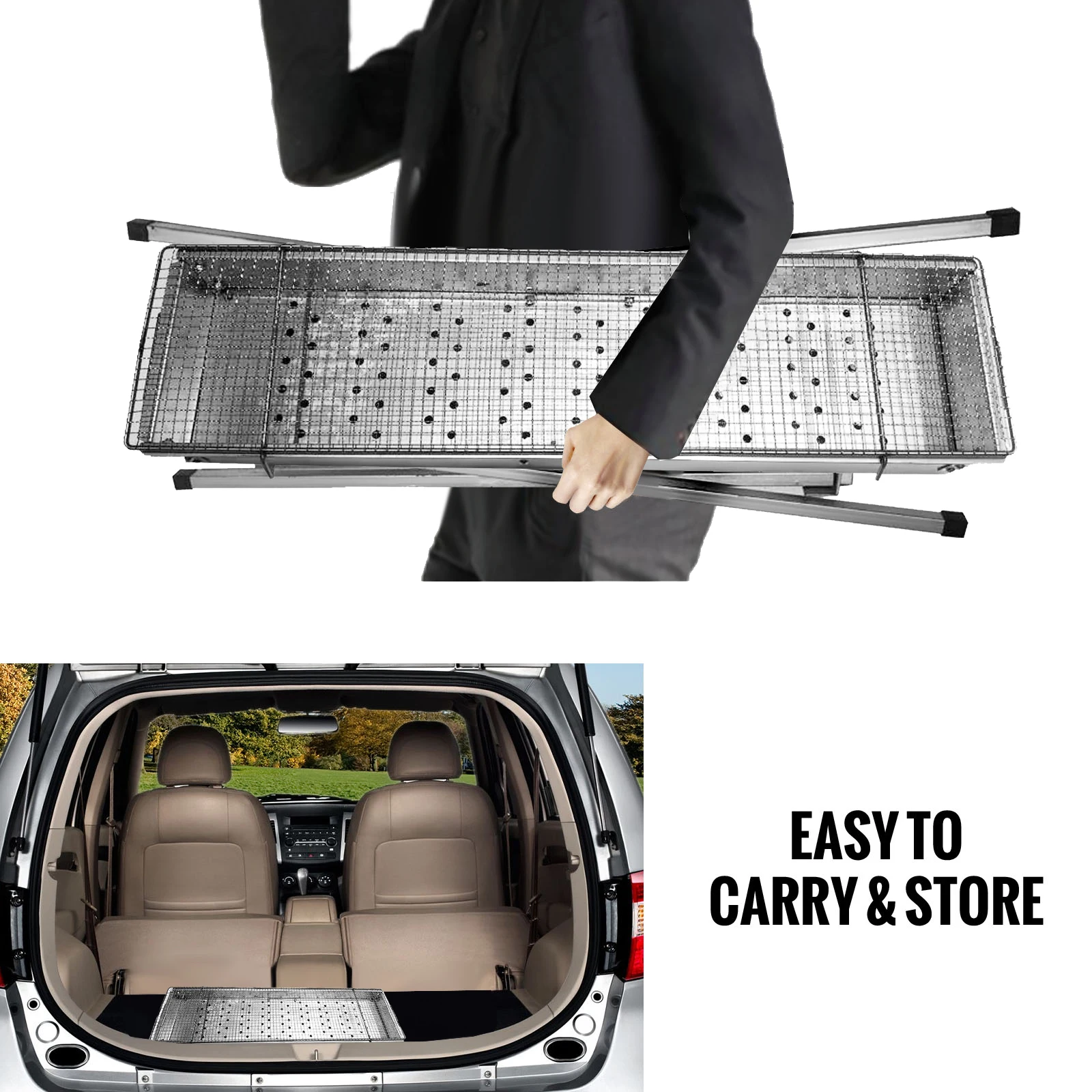 Anhon Tragbare Holzkohle BBQ Grill 80x17 cm Edelstahl Kebab Perfekt für Outdoor-Barbecue Camping (80 * 17 cm)