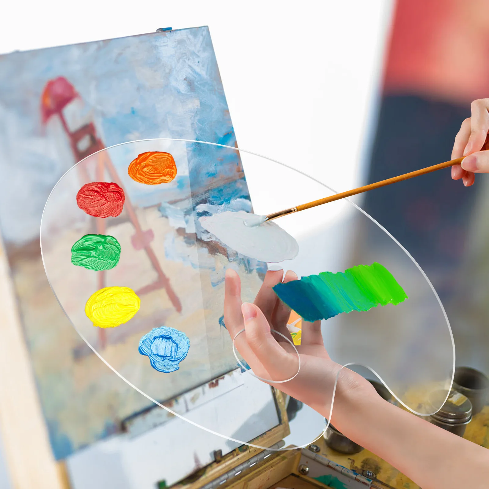 

Acrylic Watercolor Paint Palette 30x40cm Smooth Edge Mixing Tray Ideal for Sketching Travel Storage Efficient Painting Color