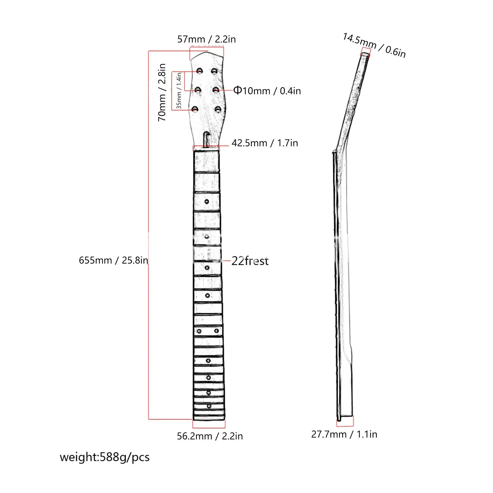 2025 جيتار خشب القيقب الرقبة خشب الورد الأصابع 22 الحنق استبدال لوحة الفريتس الغيتار الكهربائي